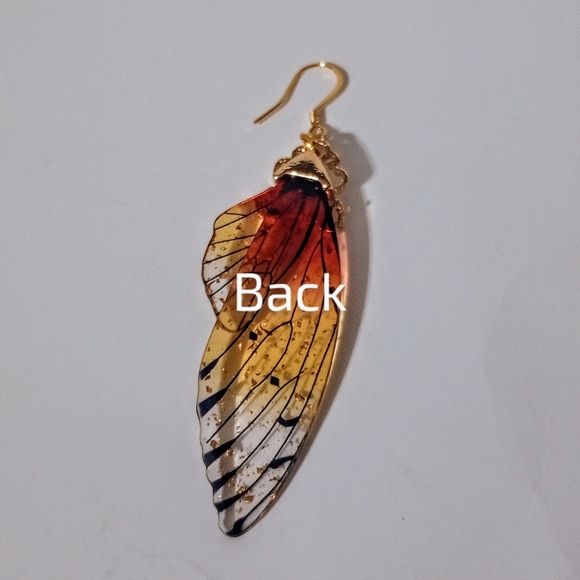 Handcrafted Gold Tone Butterfly Earrings - Picture 4 of 6